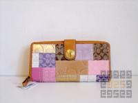 コーチ COACH シグネチャー ストライプ パッチワーク 長財布 ピンク